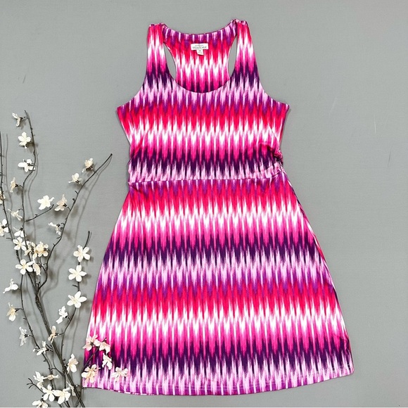 TEHAMA Dresses & Skirts - TEHAMA pink purple ikat soft yoga dress, M.